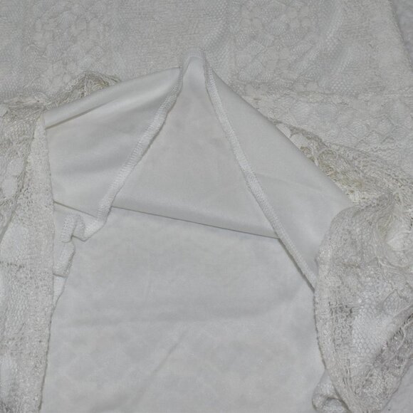 SI MAIER White Summer Boho Lace Overlay Pom Pom Sleeveless Mini Dress Size XL - Picture 13 of 15